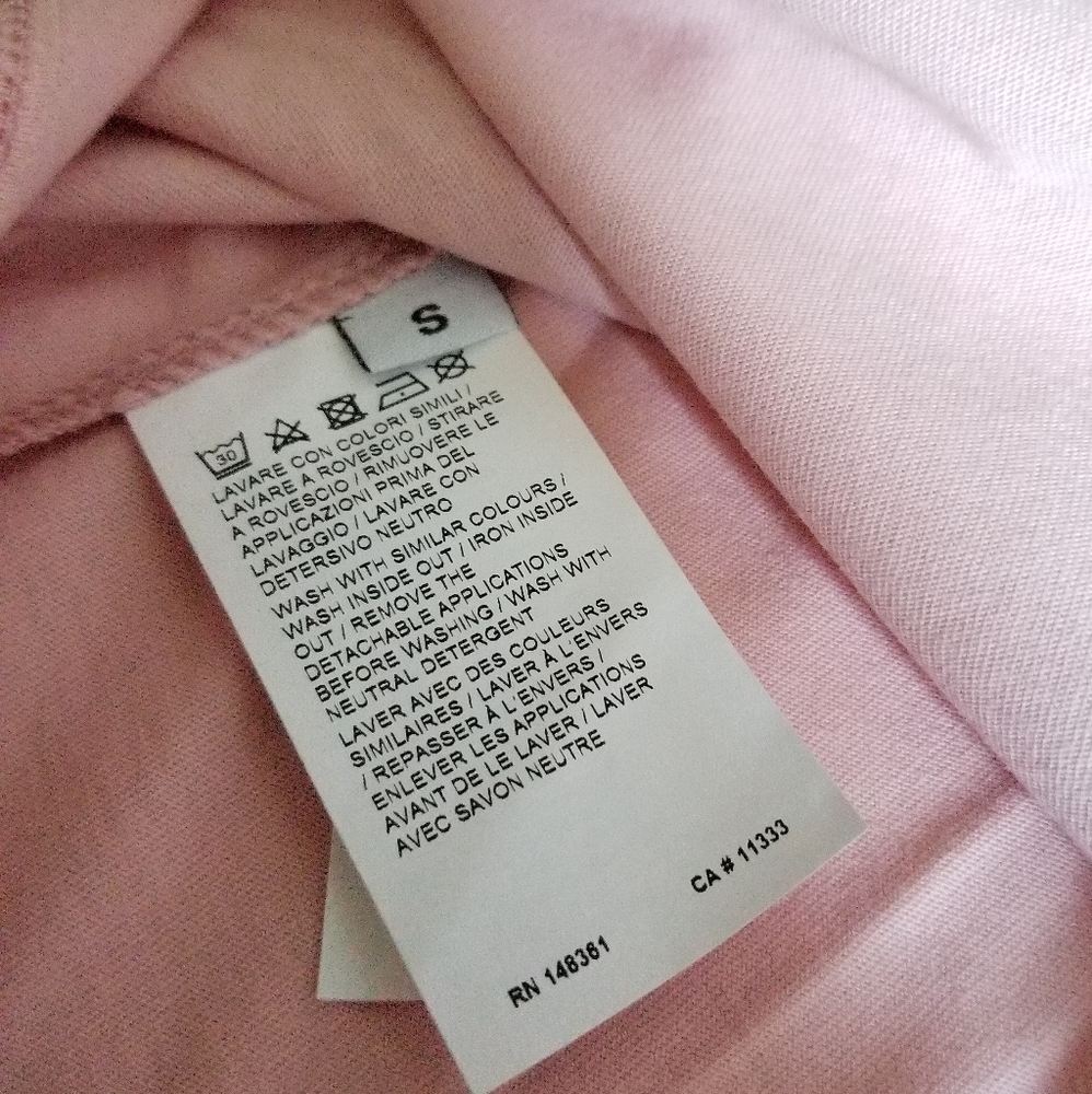 Pinko Crew Neckline Short Sleeve Beaded Brooch Pink Cotton Top Size S Sm… - Picture 7 of 8